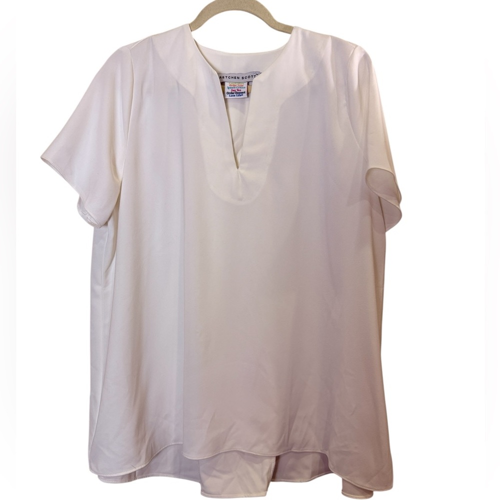 Gretchen Scott Designs Women’s Minimalist Lagenlook White Flowy Tunic sz L/XL